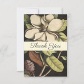  Sage Cream Magnolia Script Floral Dank u Bedankkaart (Voorkant)