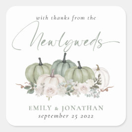 Sage Cream Pumpkins Florals Bedankt van Passen get Vierkante Sticker