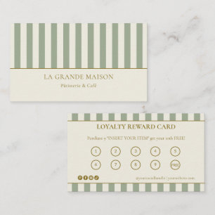 Sage & Cream Strepen Franse Bakkerij Loyalty Punch Visitekaartje