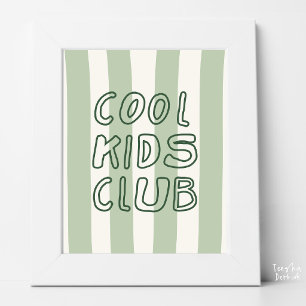 Sage Crème Gestreepte Cool Kids Club Retro Kinderk Poster