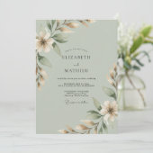 Sage Crème Tak Eucalyptus Bruiloft Kaart (Staand voorkant)