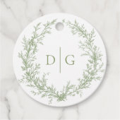 Sage Crest Monogram bruiloft Bedankjes Labels (Voorkant)