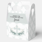 Sage Cross on Quatrefoil Party Favor Box Bedankdoosjes (Geopend)