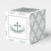 Sage Cross op Quatrefoil Party Favor Box Bedankdoosjes (Voorkant Zijde)