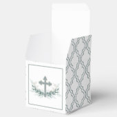 Sage Cross op Quatrefoil Party Favor Box Bedankdoosjes (Geopend)