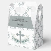 Sage Cross op Quatrefoil Party Favor Box Bedankdoosjes (Geopend)