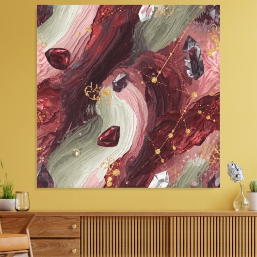 Sage Crystal Grid — Garnet Edition Canvas Afdruk (Insitu (Woonkamer))