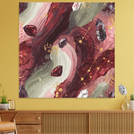 Sage Crystal Grid — Granaat Editie Canvas Afdruk