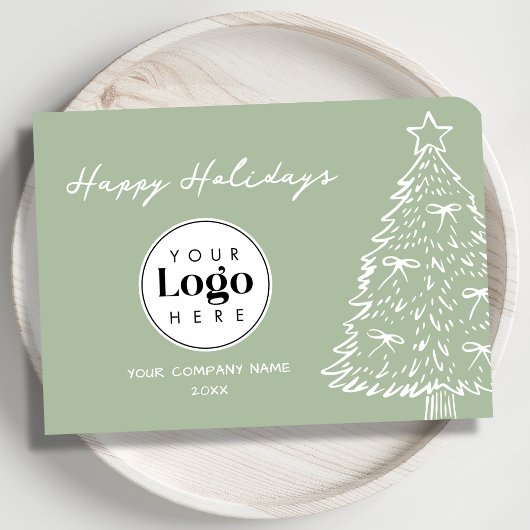 Sage Custom Logo Christmas Business Thank You Card Feestdagenkaart