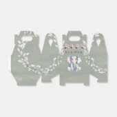 Sage Cute Elephant Eucalyptus Roze Baby shower Bedankdoosjes (Uitgevouwen)