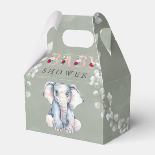 Sage Cute Elephant Eucalyptus Roze Baby shower Bedankdoosjes