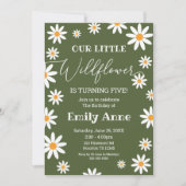 Sage Daisies Wild flower Birthday invitation Kaart (Voorkant)