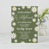 Sage Daisies Wild flower Birthday invitation Kaart (Staand voorkant)
