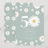 Sage Daisy 50ste verjaardag uitnodiging (Voorkant / Achterkant)