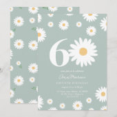 Sage Daisy 60ste verjaardag uitnodiging (Voorkant / Achterkant)