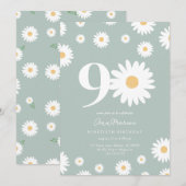 Sage Daisy 90ste verjaardag uitnodiging (Voorkant / Achterkant)