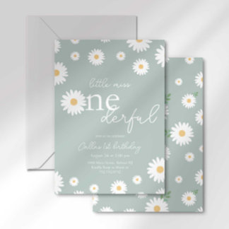 Sage Daisy Little Miss Onederful Uitnodiging