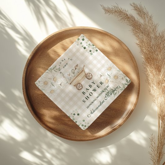 Sage Daisy Silly Goose Baby Shower Servet