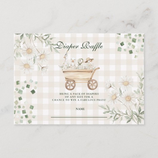 Sage Daisy Silly Goose Diapper Raffle Informatiekaartje (Voorkant)