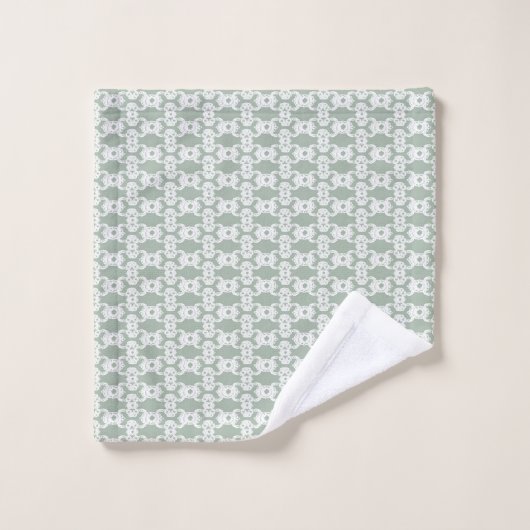 Sage Damask Handdoek Set (Wasdoekje)