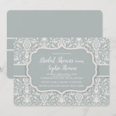 Sage Damask Invitation Kaart (Voorkant / Achterkant)