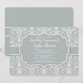 Sage Damask Invitation Kaart (Voorkant / Achterkant)