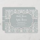Sage Damask Invitation Kaart (Voorkant / Achterkant)