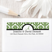 Sage Damask Wedding Monogram Adresetiketten Etiket (Insitu)