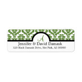 Sage Damask Wedding Monogram Adresetiketten Etiket (Voorkant)