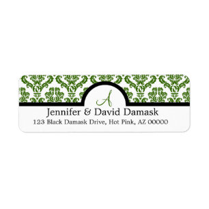 Sage Damask Wedding Monogram Adresetiketten Etiket