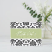 Sage Damask Weduwingnummer Briefkaart (Staand voorkant)