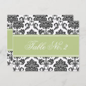 Sage Damask Weduwingnummer Briefkaart (Voorkant / Achterkant)