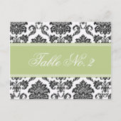 Sage Damask Weduwingnummer Briefkaart (Achterkant)