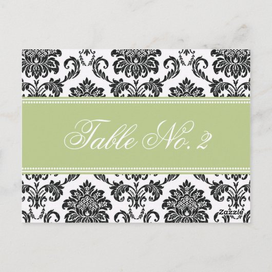 Sage Damask Weduwingnummer Briefkaart (Achterkant)