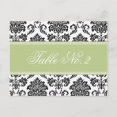 Sage Damask Weduwingnummer Briefkaart (Voorkant)