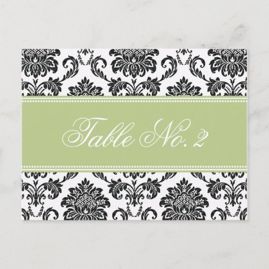 Sage Damask Weduwingnummer Briefkaart (Voorkant)