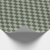 Sage Dark Green Checker Checkerboard Checkered Cadeaupapier (Hoek)
