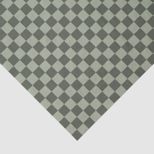 Sage Dark Green Checker Checkerboard Checkered Tissuepapier (Detail)