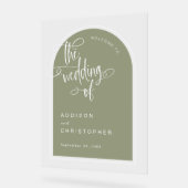 Sage de bruiloft van handgeschreven script Welkom Acryl Bord (Hoek)