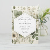 Sage Delicate Bloom Bruiloft Kaart (Staand voorkant)