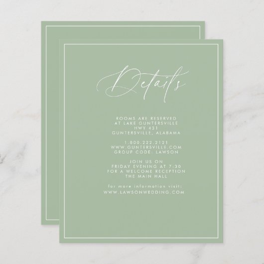 Sage Details Kaart (Voorkant / Achterkant)