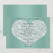 SAGE DIAMOND HEART ELEGANT WEDDING Invitation Kaart (Voorkant / Achterkant)