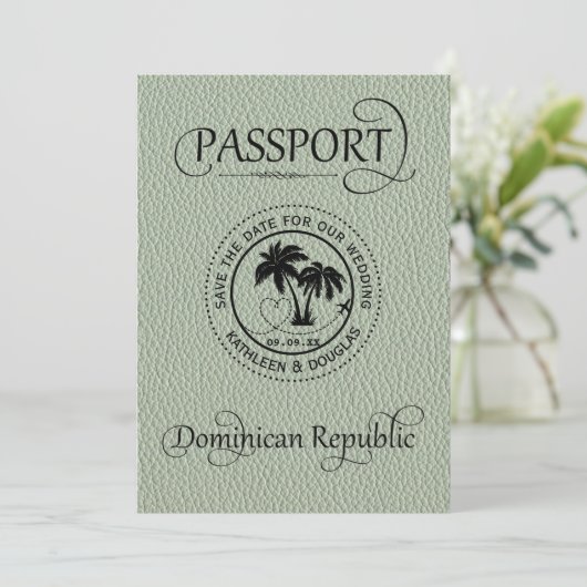 Sage Dominicaanse Republiek paspoort Opslaan Datum Save The Date (Staand voorkant)