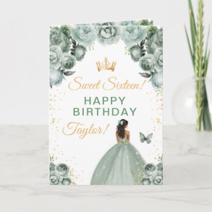 Sage Donkere Huid Meisje Sweet Sixteen Verjaardag Kaart