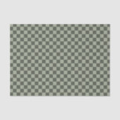 Sage Donkergroene Checker Checkerboard Geruit Tissuepapier (Voorkant)
