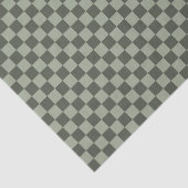 Sage Donkergroene Checker Checkerboard Geruit Tissuepapier (Detail)