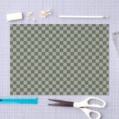 Sage Donkergroene Checker Checkerboard Geruit Tissuepapier (Craft)