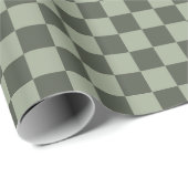 Sage Donkergroene Geruite Geruit Geruit Patroon Cadeaupapier (Rol Hoek)