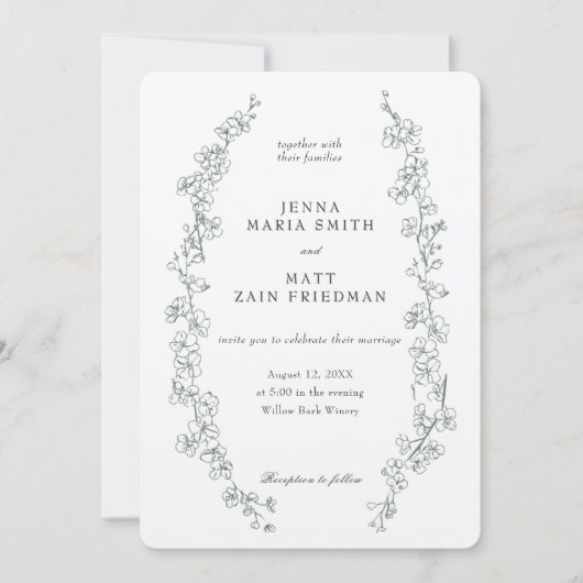 Sage Dream bruiloft uitnodiging (Voorkant)