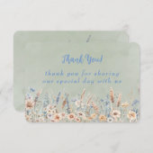 Sage Dusty Blue Peony Waterverf bruiloft Dank u Bedankkaart (Voorkant / Achterkant)
